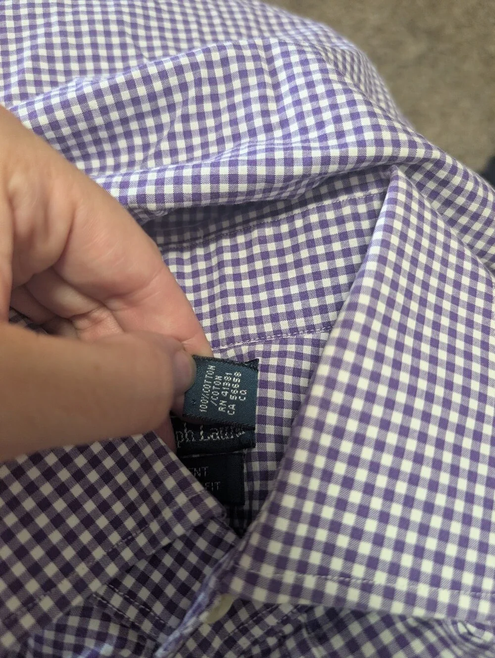 Polo Ralph Lauren Regent Classic Fit Purple Gingham Button Down Shirt 16/33